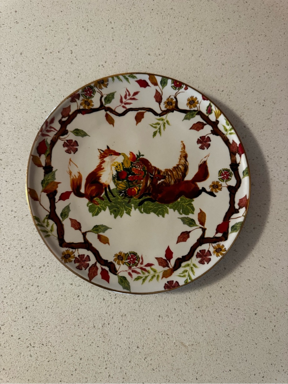 Anthropologie 🦊 Inslee Fariss Autumnal Bounty Fox Plate - RARE Discontinued